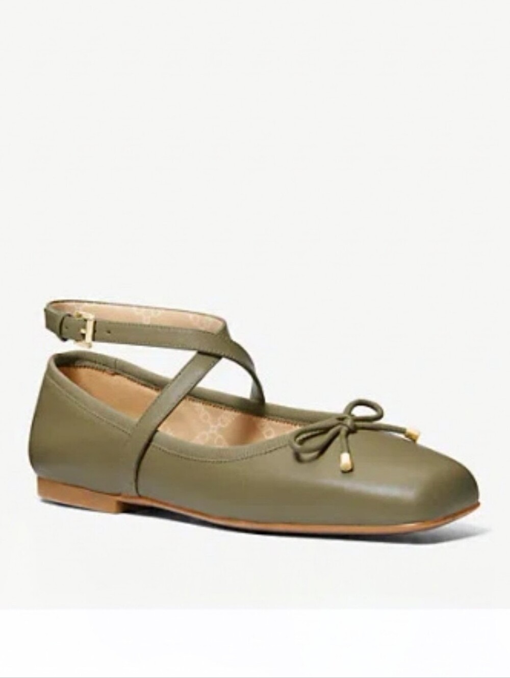 Michael Kors Colette Flex Leather Ballet Flats Safari Green Sz 6